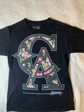 MENS ANENBERG CALIFORNIA FLORAL BLACK T-SHIRT SIZE S